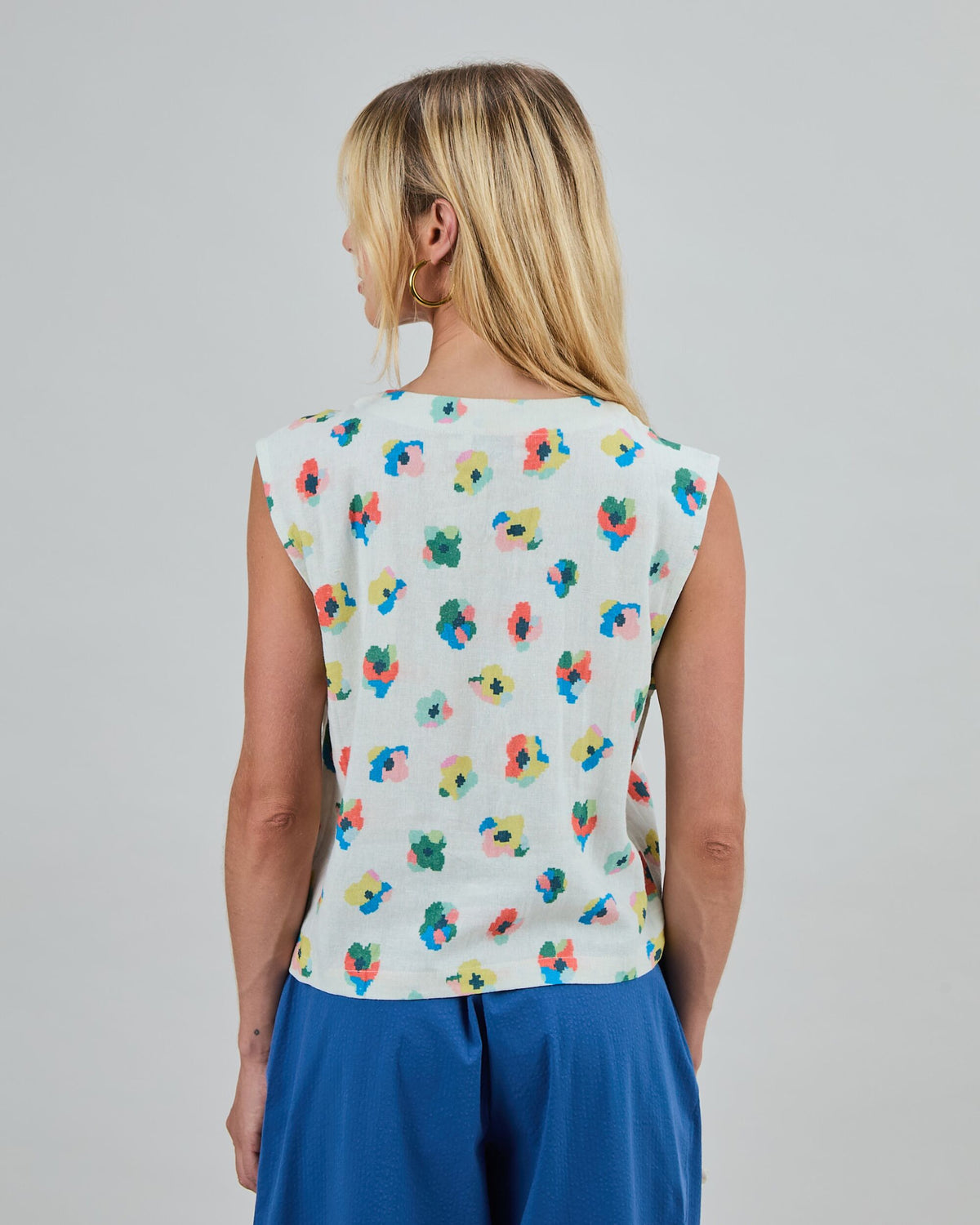 Mini Flower Button Up Blouse Ecru