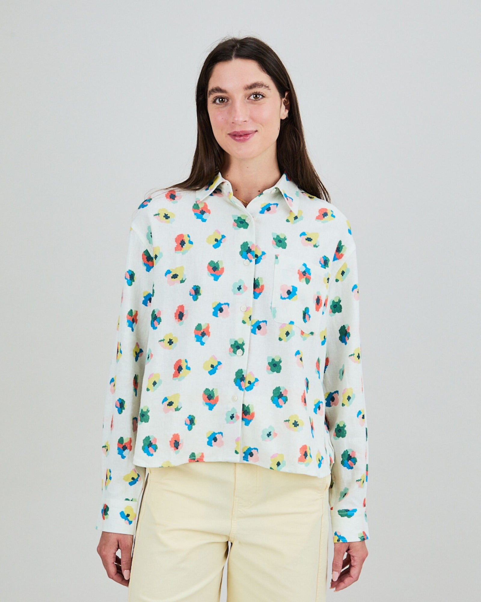 Mini Flower Boxy Blouse Ecru