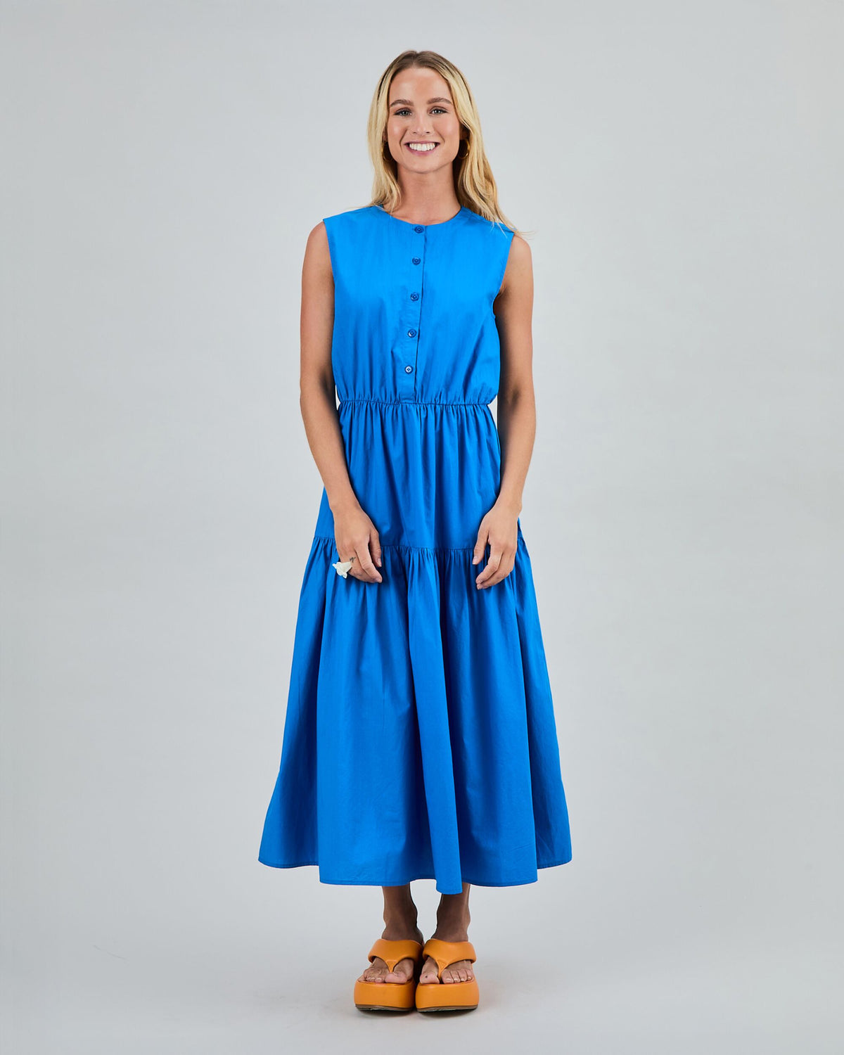 Sleeveless Shirt Dress Blue