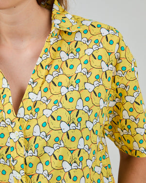 Peanuts Donuts Oversize Cropped Blouse Yellow