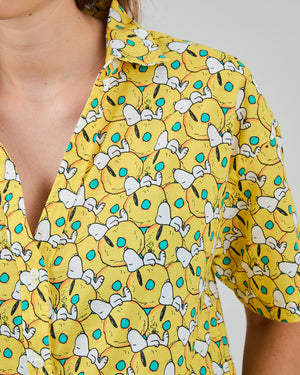 Peanuts Donuts Oversize Cropped Blouse Yellow