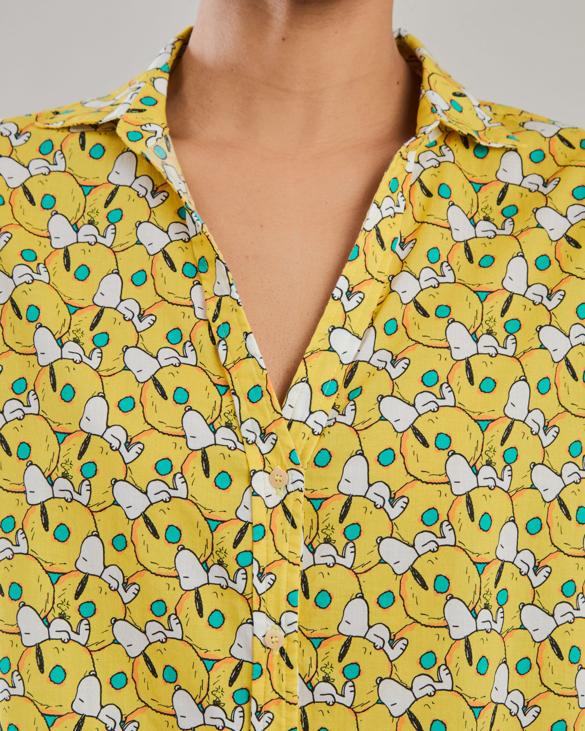 Peanuts Donuts Oversize Cropped Blouse Yellow