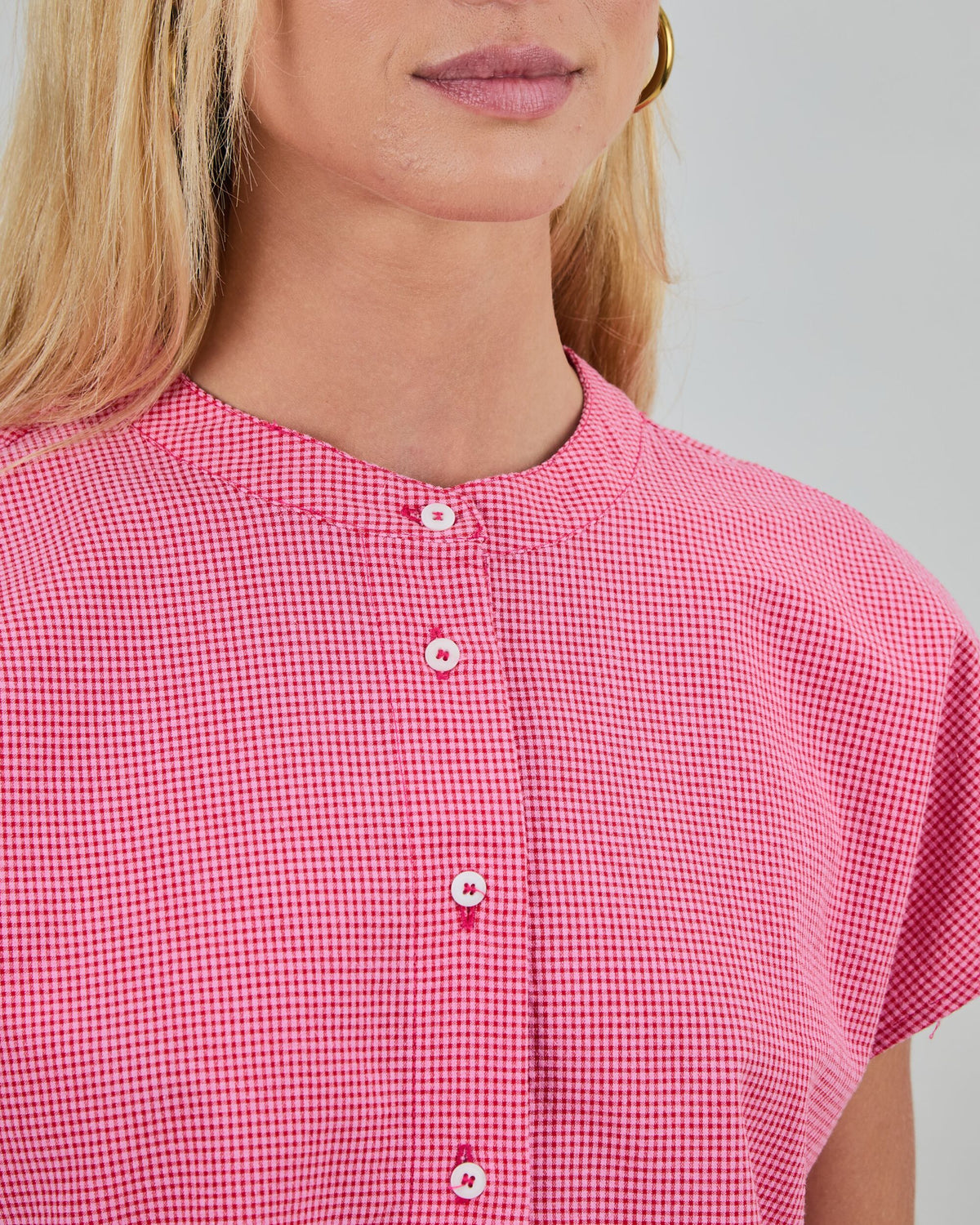 Checks Sleeveless Blouse Pink