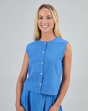 Checks Button Up Blouse Blue