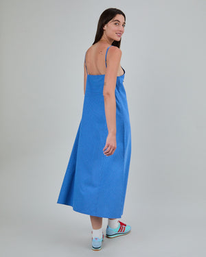 Checks Strappy Straight Dress Blue