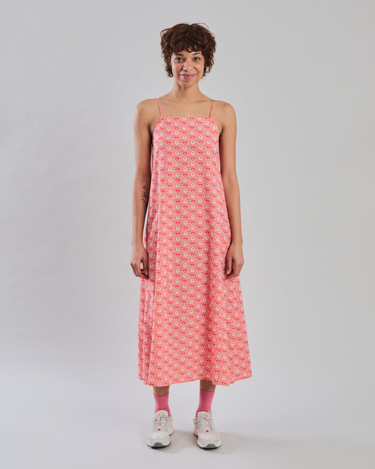 Asis Percales Daisy Strappy Straight Dress Red