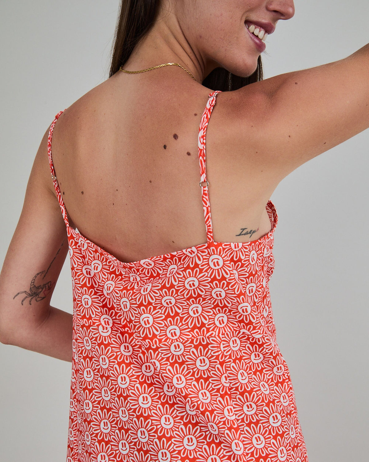 Asis Percales Daisy Strappy Straight Dress Red