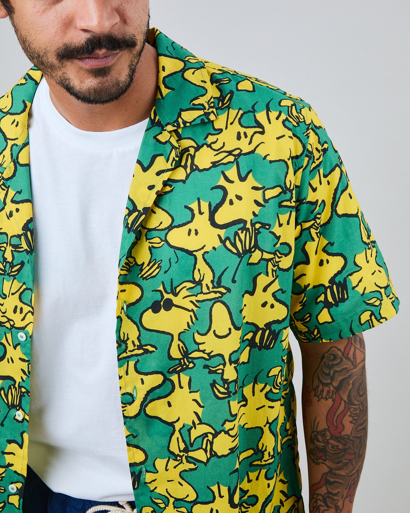 Peanuts Woodstock Aloha Shirts Green