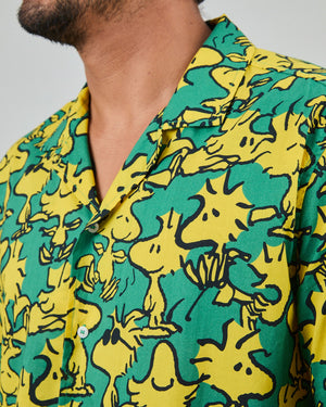 Peanuts Woodstock Aloha Shirts Green