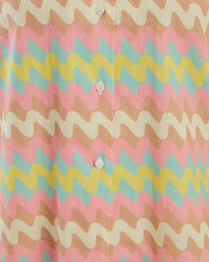 Pastel Wavy Stripes Aloha Blouse