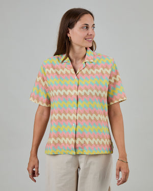 Pastel Wavy Stripes Aloha Blouse