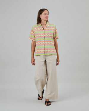 Pastel Wavy Stripes Aloha Blouse