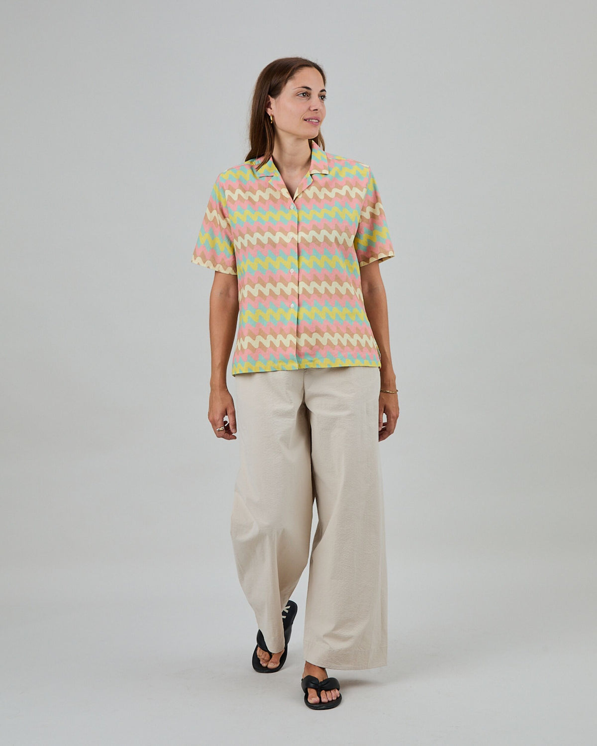 Pastel Wavy Stripes Aloha Blouse