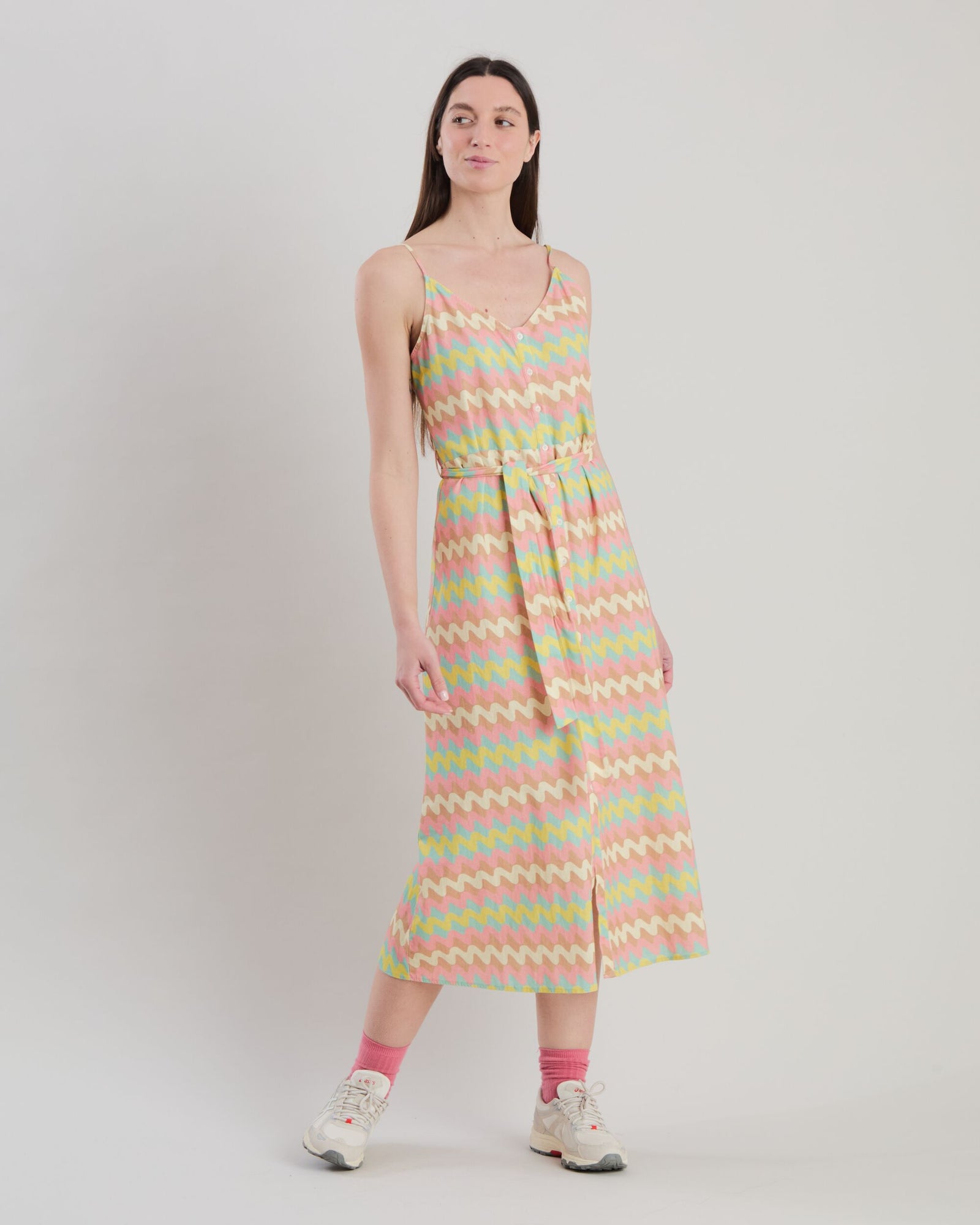 Pastel Wavy Stripes Strap Dress