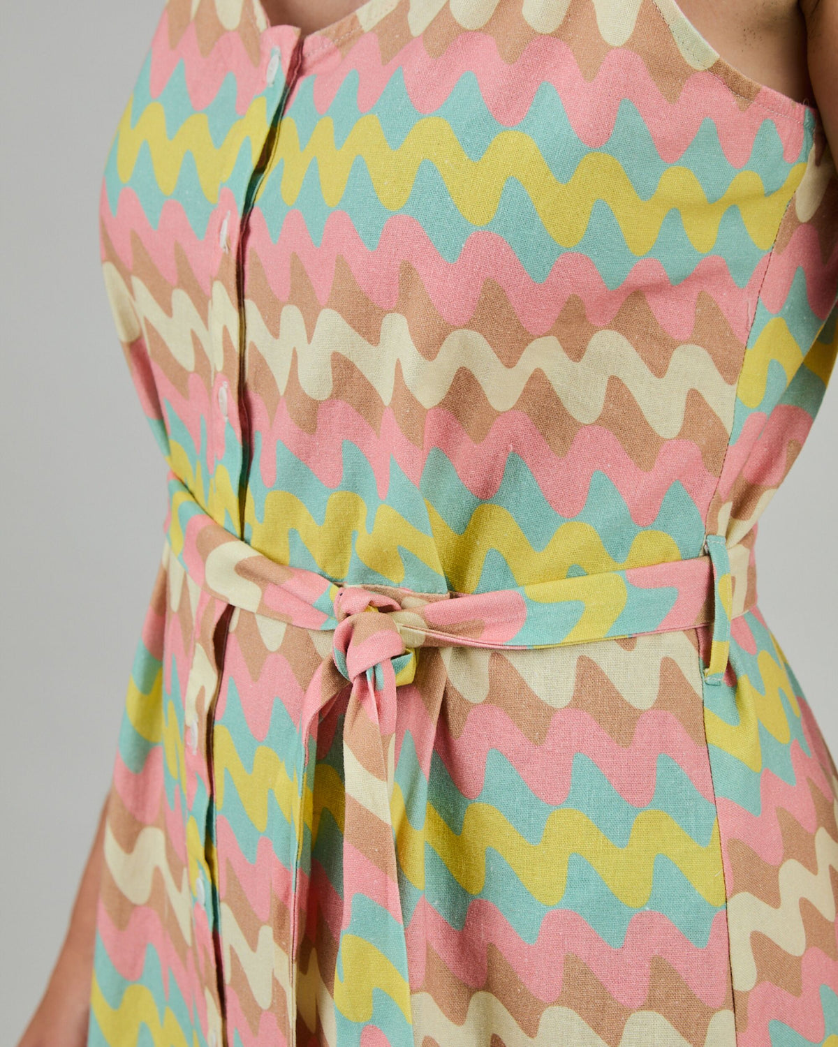 Pastel Wavy Stripes Strap Dress