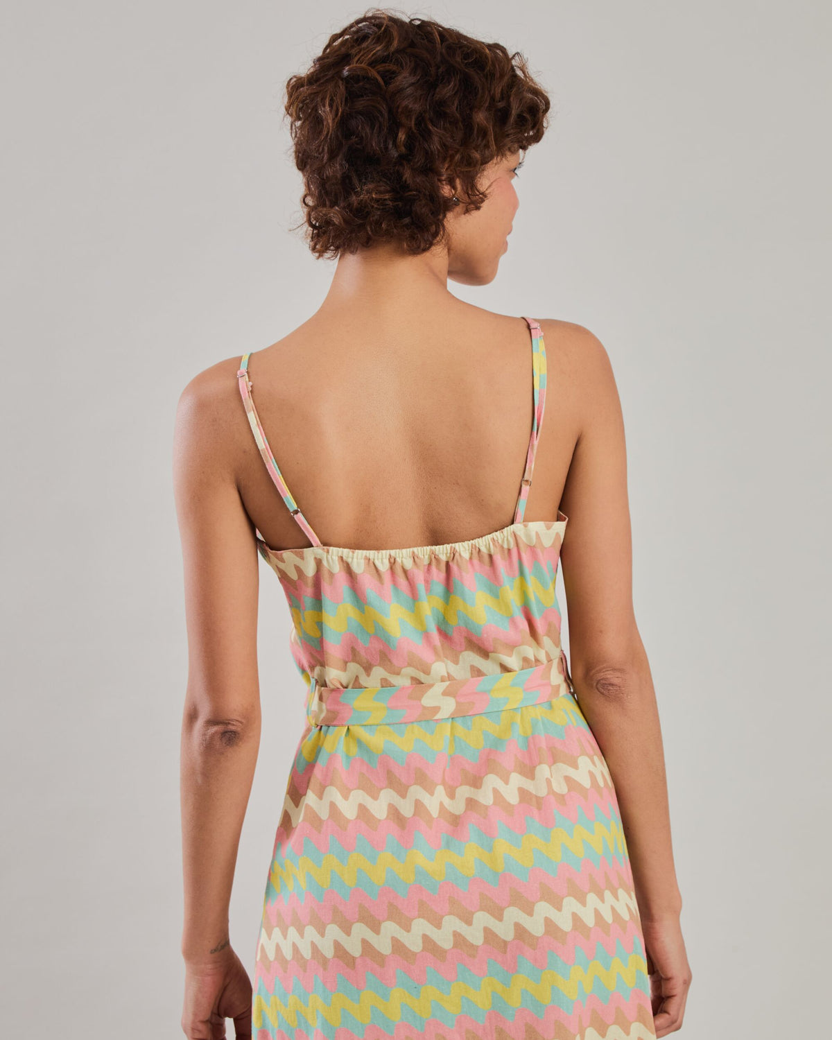 Pastel Wavy Stripes Strap Dress