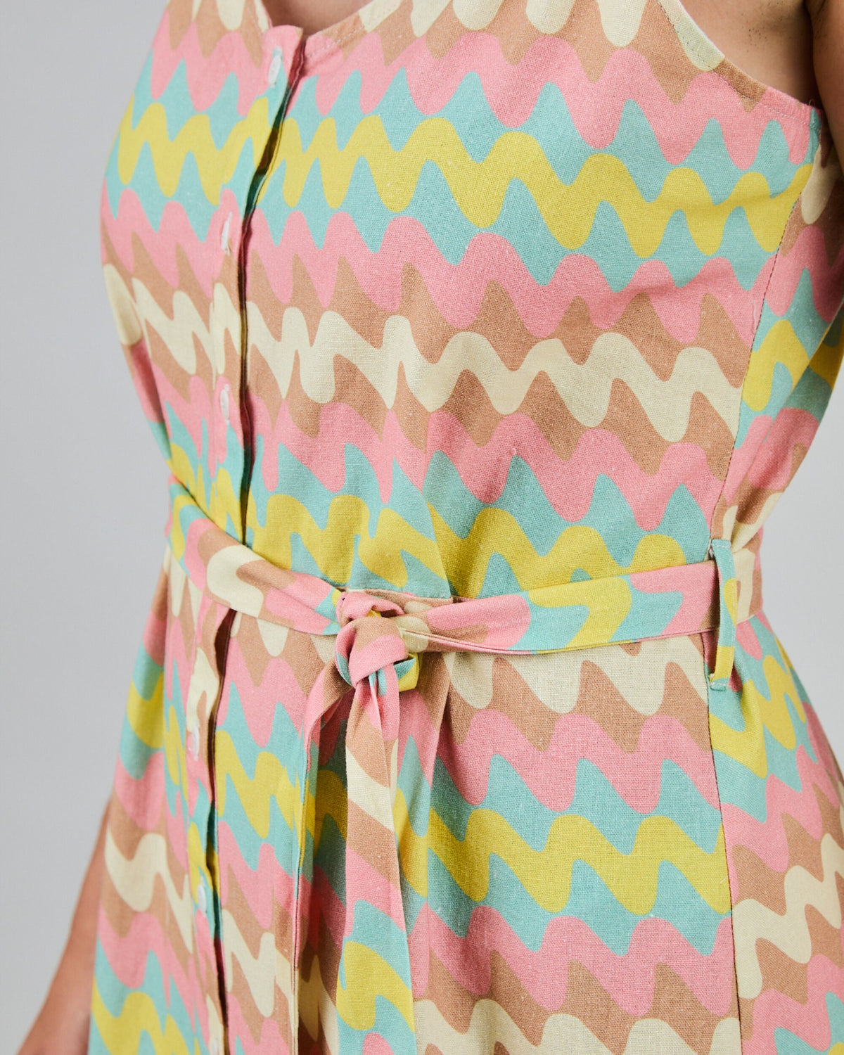 Pastel Wavy Stripes Strap Dress