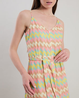 Pastel Wavy Stripes Strap Dress