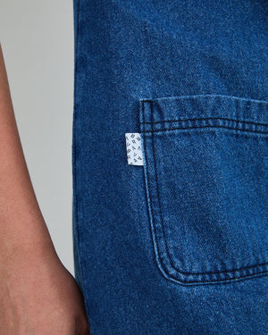 Washed Denim Short Dress Blue