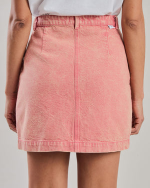 Washed Denim Mini Skirt Pink