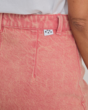 Washed Denim Mini Skirt Pink