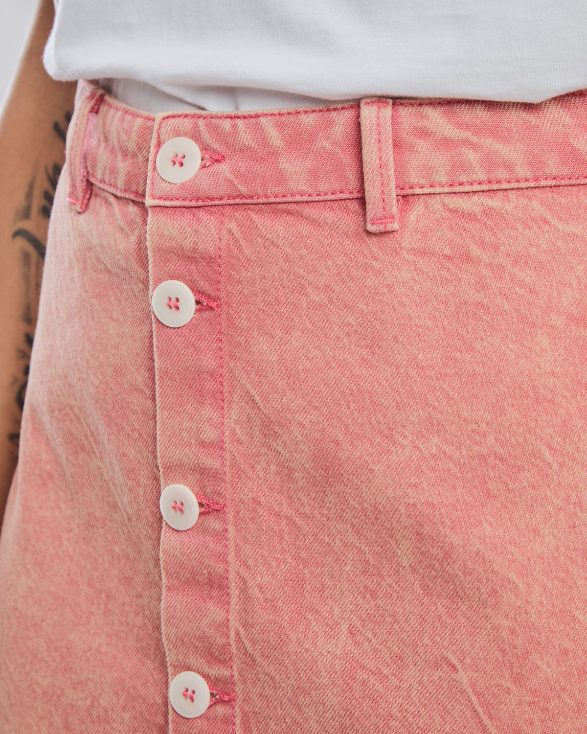 Washed Denim Mini Skirt Pink