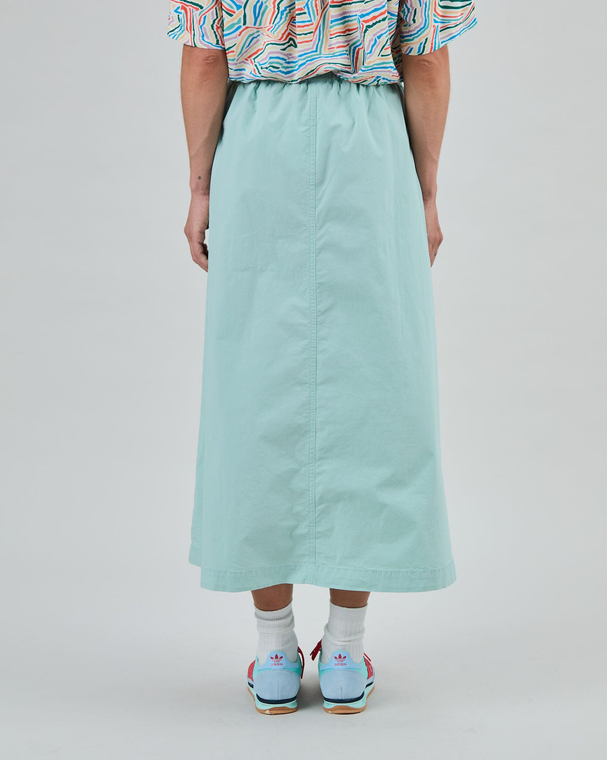 Elastic Comfy Midi Skirt Light Green