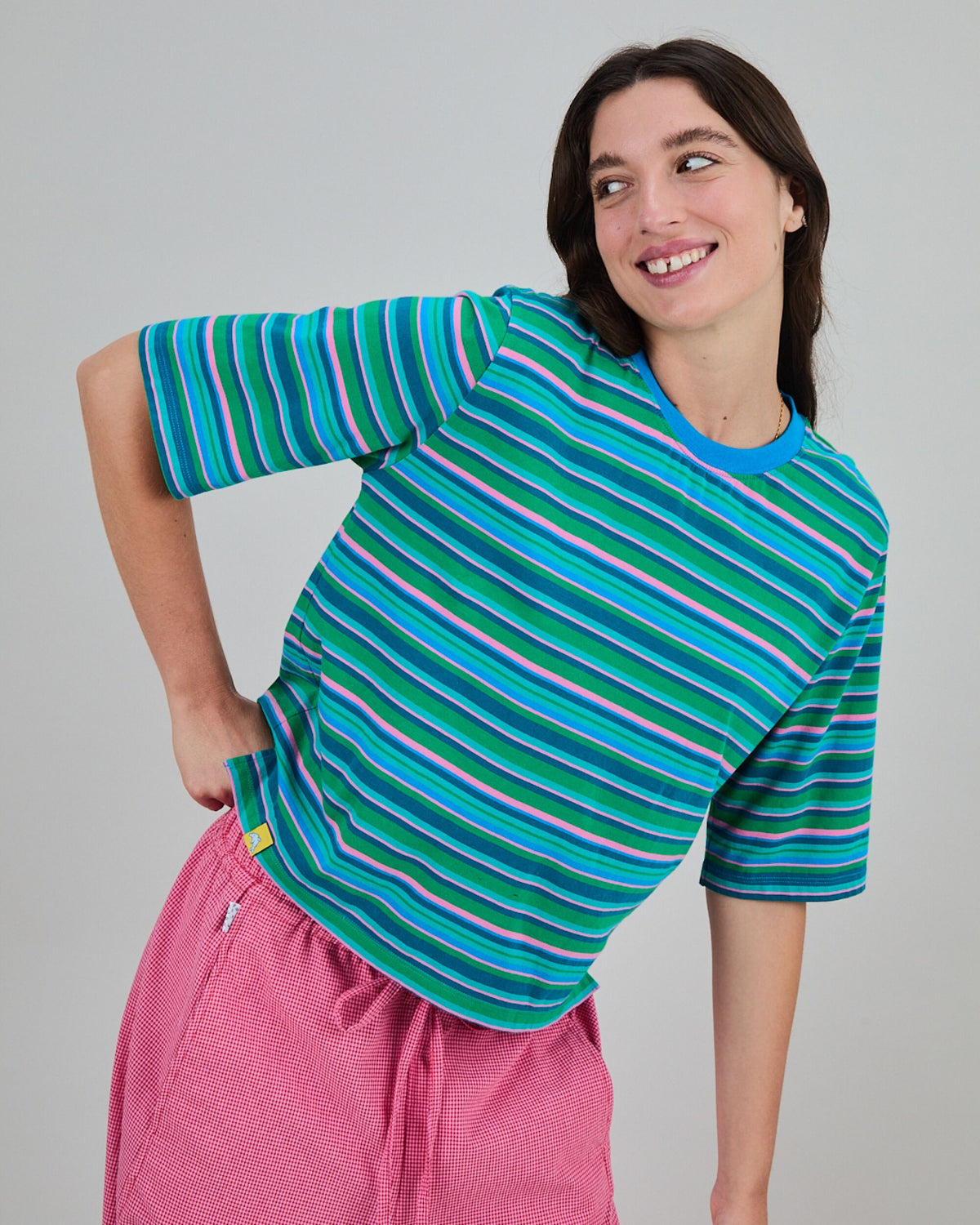 Stripes Boxy Tee Blue