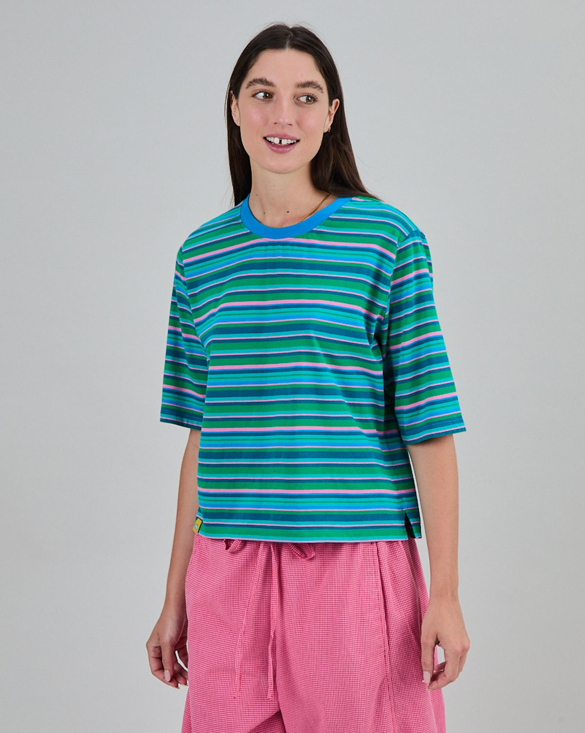 Stripes Boxy Tee Blue