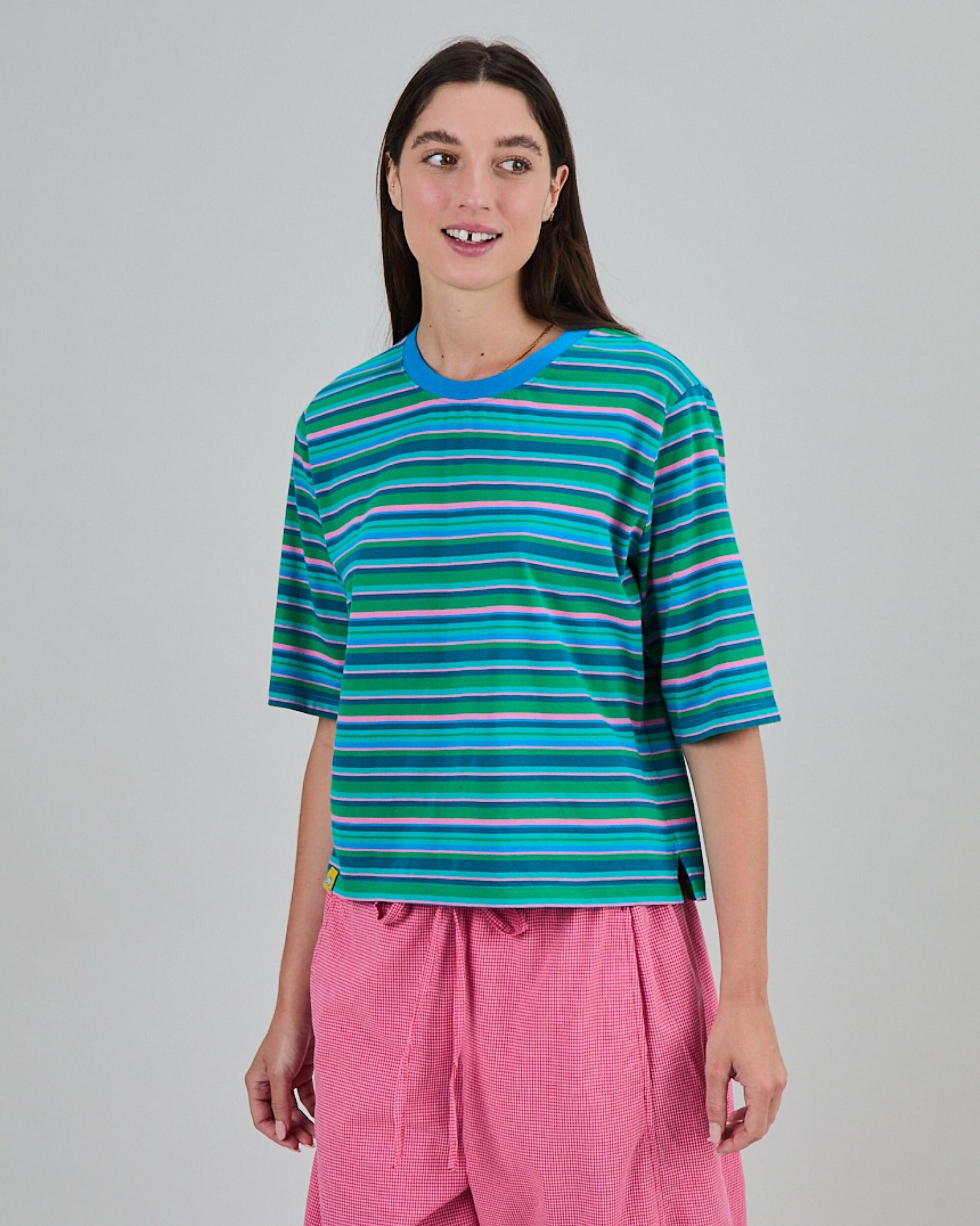 Stripes Boxy Tee Blue
