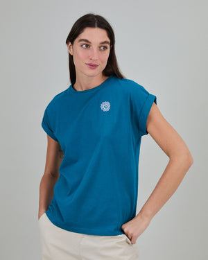 Asis Percales Daisy Scoop Tee Blue