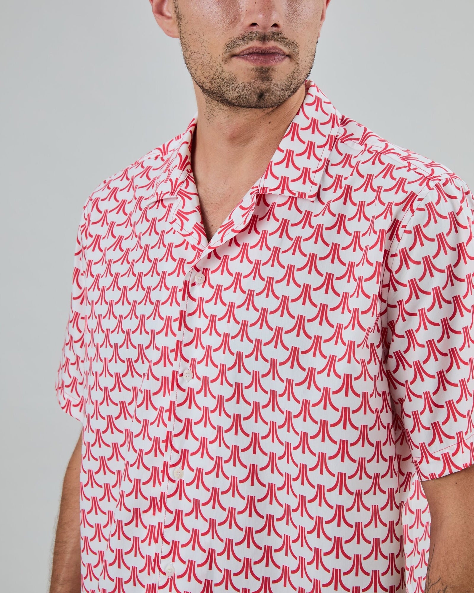 Atari Monogram Aloha Shirt Red