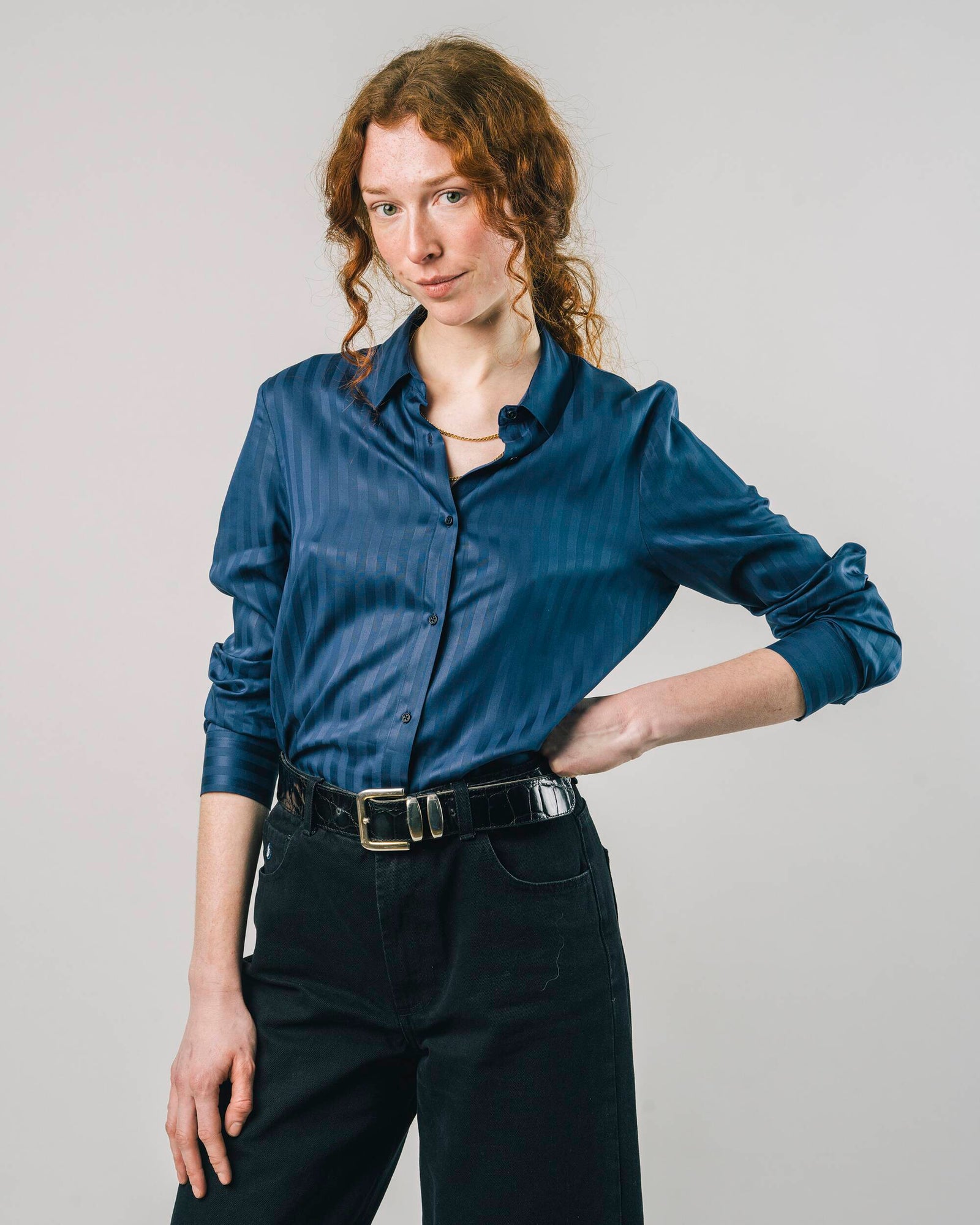 Hidden Stripes Blouse Navy