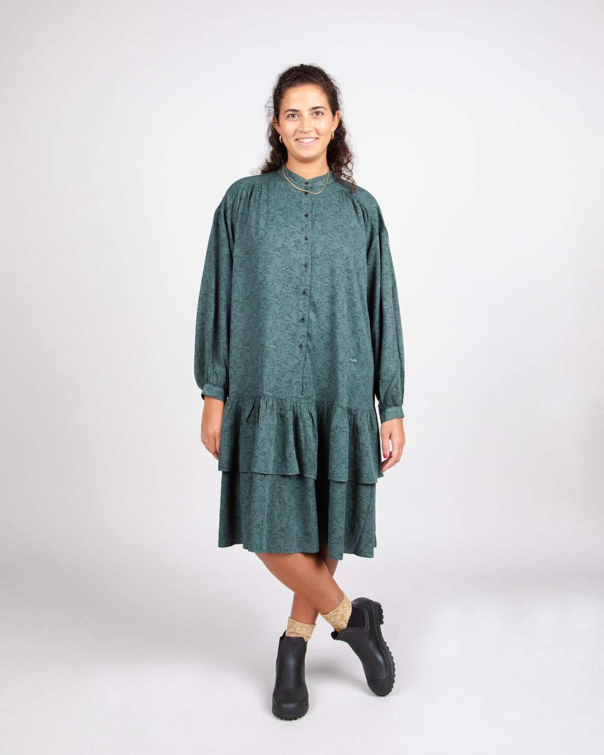 Riding Boho Dress Dark Green - Ecovero Viscose - Brava Fabrics Riding Boho Dress Dark Green - Ecovero Viscose - Brava Fabrics