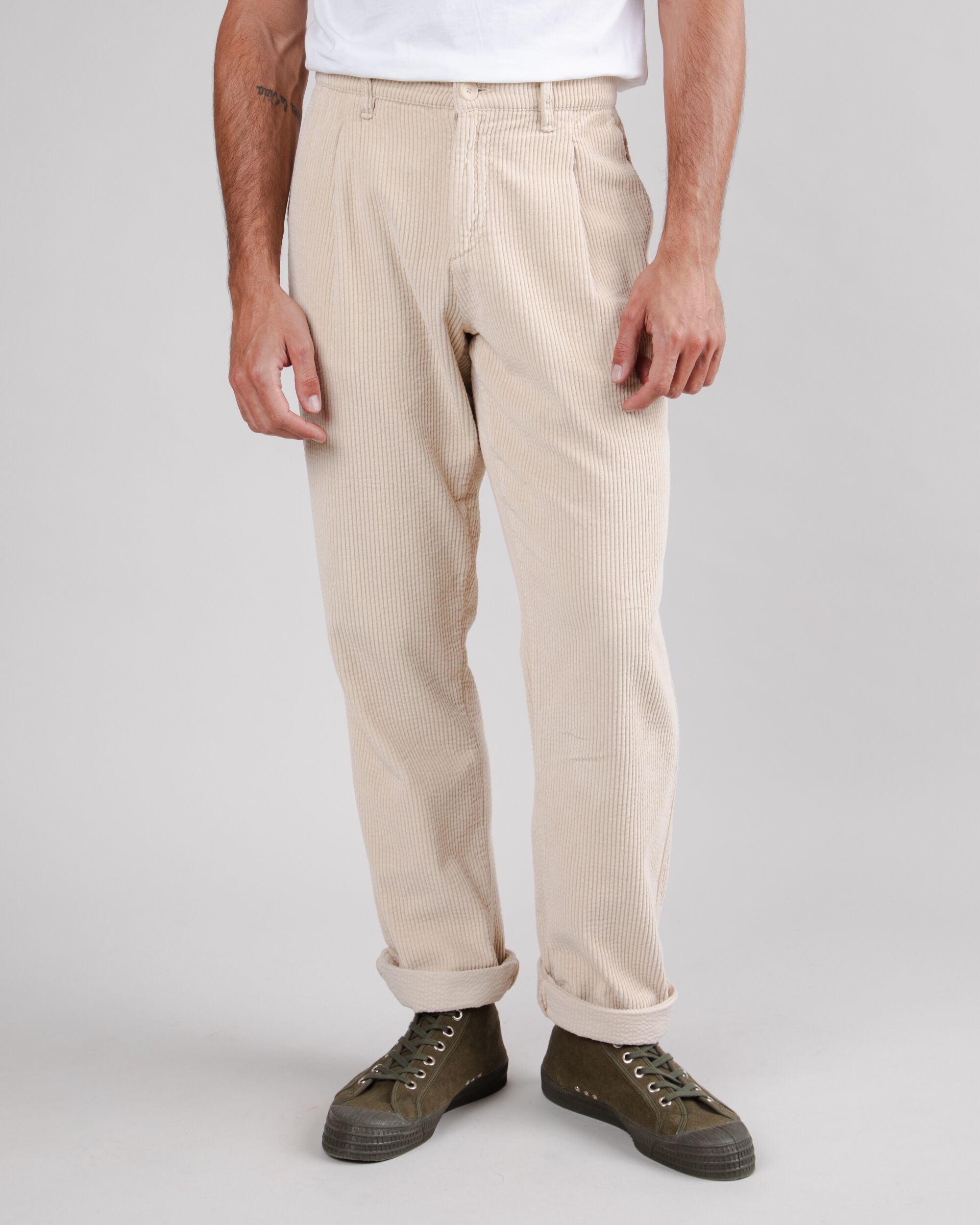 Corduroy Pleated Pants Sailing Green - 100% (Organic) Cotton