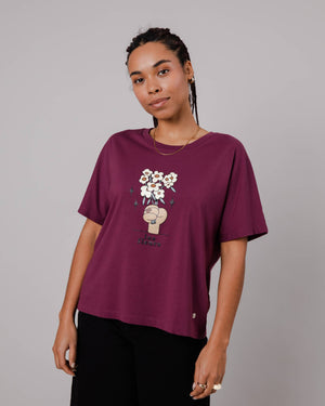 Antonay Fleurs Oversized T-Shirt Prune