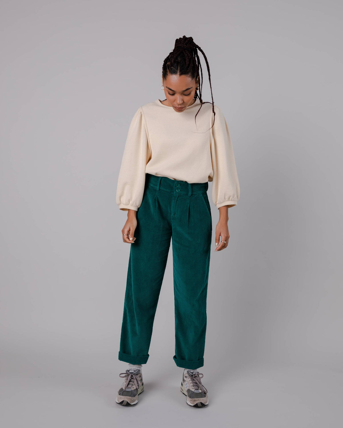 CROSSOVER PLEATED PANTS - Green