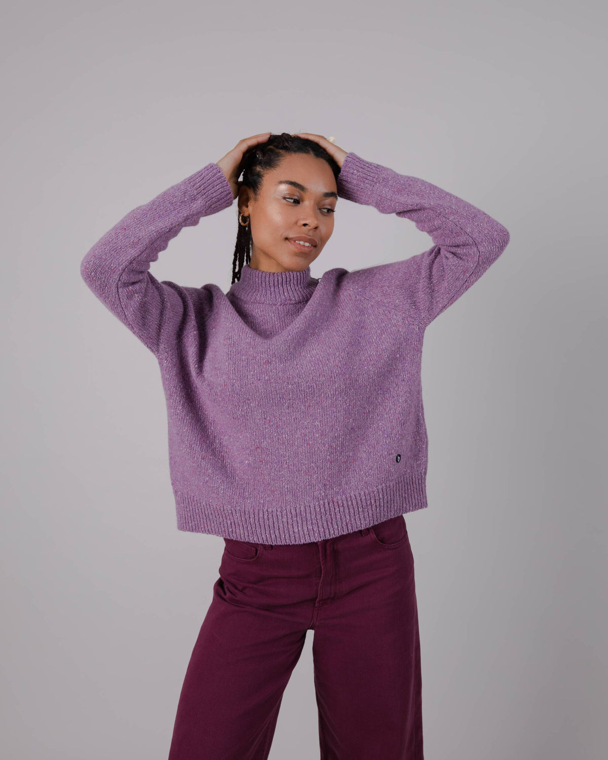 Crop sweater with perkins collar - Woman