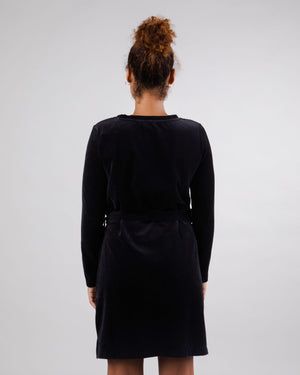Velvet Belted Dress Black