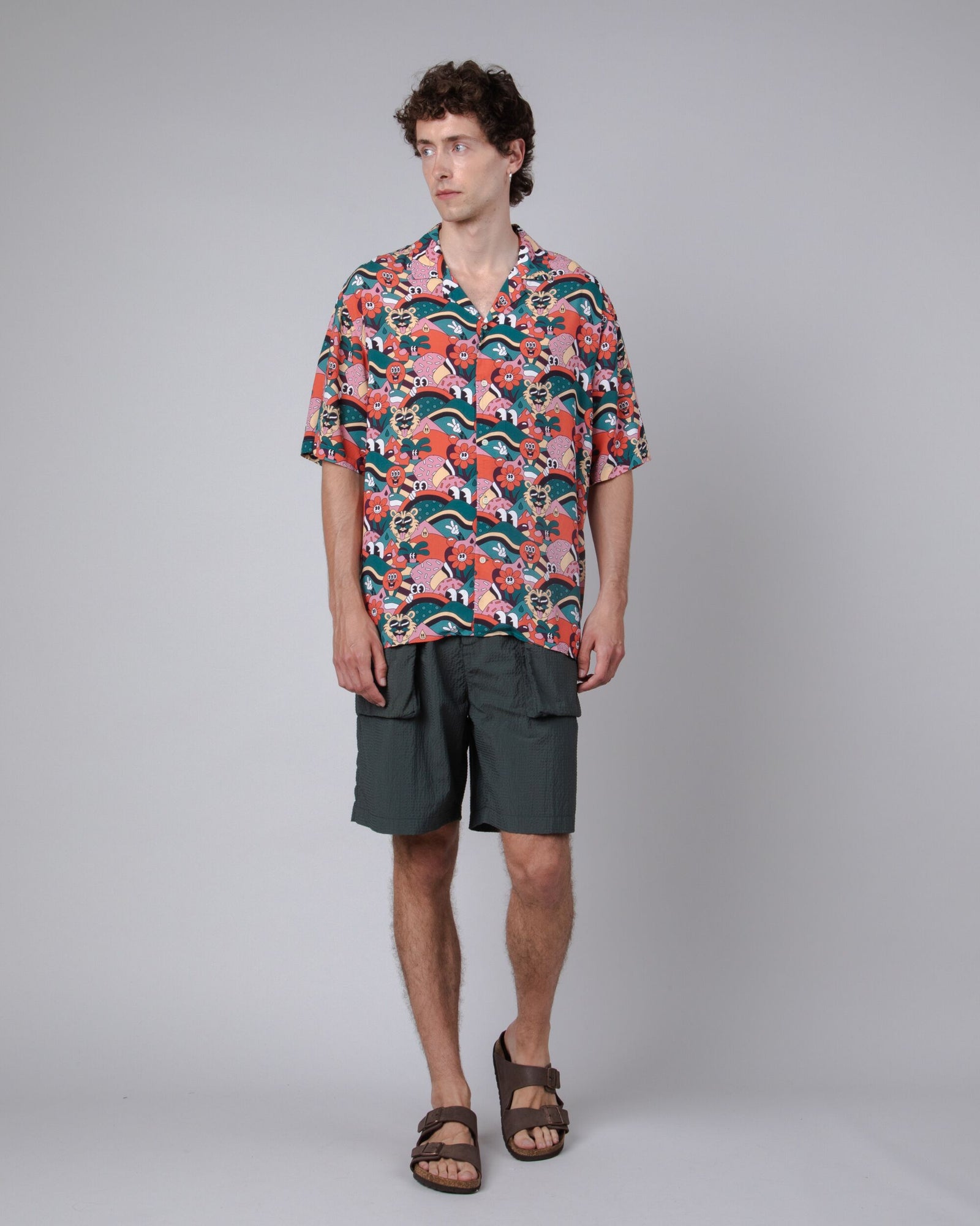 Seersucker Cargo Shorts Deep Jungle