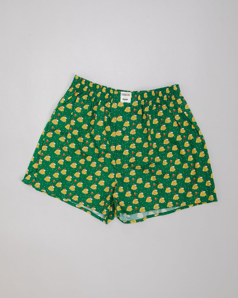 Peanuts Snow Cotton Boxers Green 100% Organic Cotton Brava Fabrics