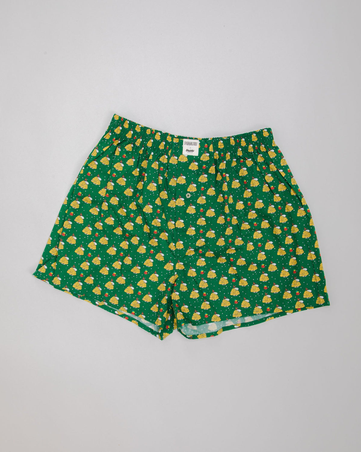 Peanuts Snow Cotton Boxers Green 100% Organic Cotton Brava Fabrics