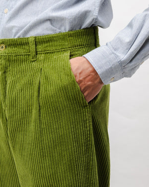 Corduroy Pleated Chino Pants Green