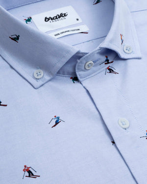 Slalom Race Blue Printed Shirt
